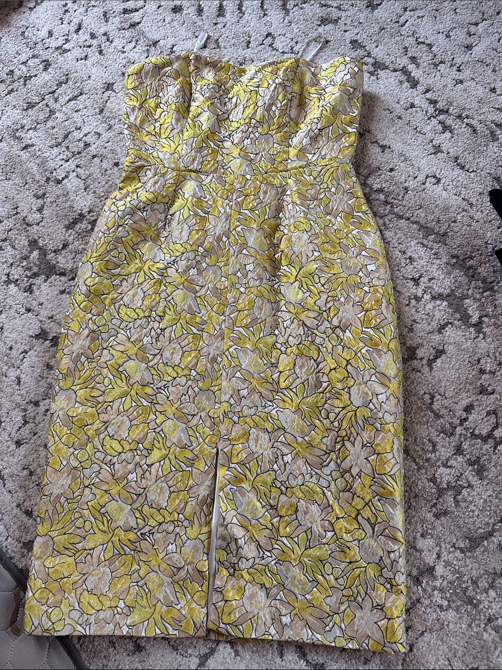 BB Dakota Strapless Floral Sheath Dress in Yellow and Cream